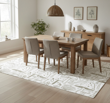 Tapete vinílico para sala de jantar padrão cogumelos bege - TenStickers