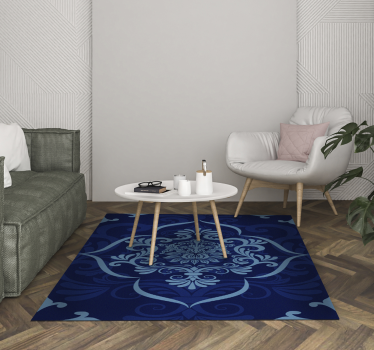 Tapete vinílico retangular vintage de mandala azul - TenStickers