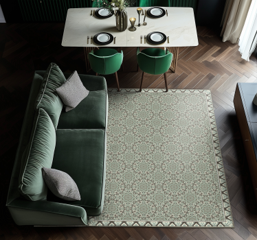 Tapete vinílico para sala de jantar padrão de azulejo floral - TenStickers
