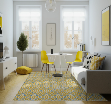 Tapete vinílico retro azulejo hidráulico amarelo - TenStickers