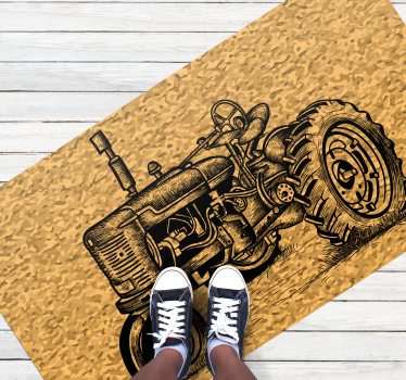 Tapete vinílico vintage ilustração de trator vintage - TenStickers