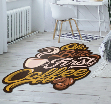 Tapetes de vinil com frases Coffee first - TenStickers