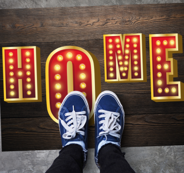 Tapetes personalizados com texto neon "doméstico" - TenStickers