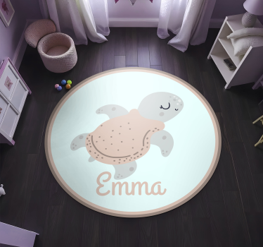 Tartaruga fofa com tapete de animal com nome - TenStickers