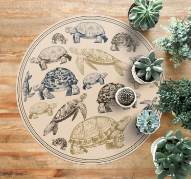 Tartarugas bege fundo animal vinil tapete - TenStickers