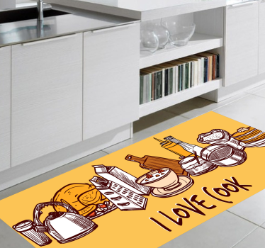 Texto de cozinha com utensílios, tapetes sob medida - TenStickers