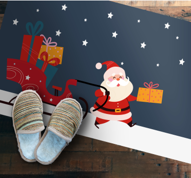 Trenó de desenho animado com tapete de natal de papai noel de pre - TenStickers