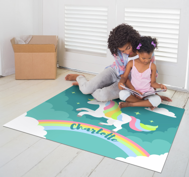 Unicórnio com tapete de vinil com nome personalizável - TenStickers