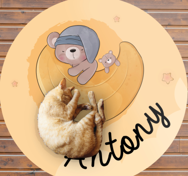 Ursinho de pelúcia rodeado de estrelas tapete de vinil personaliz - TenStickers