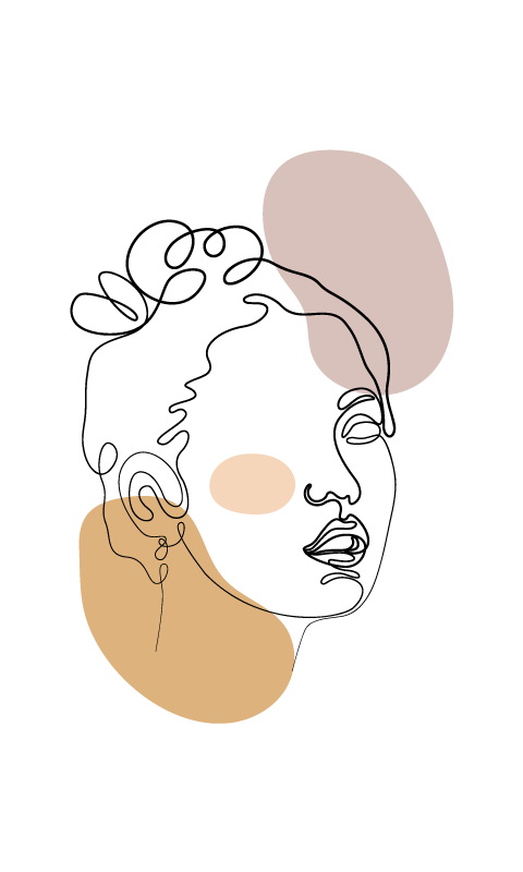 Tapete vinílico branco rosto abstrato e círculos - TenStickers