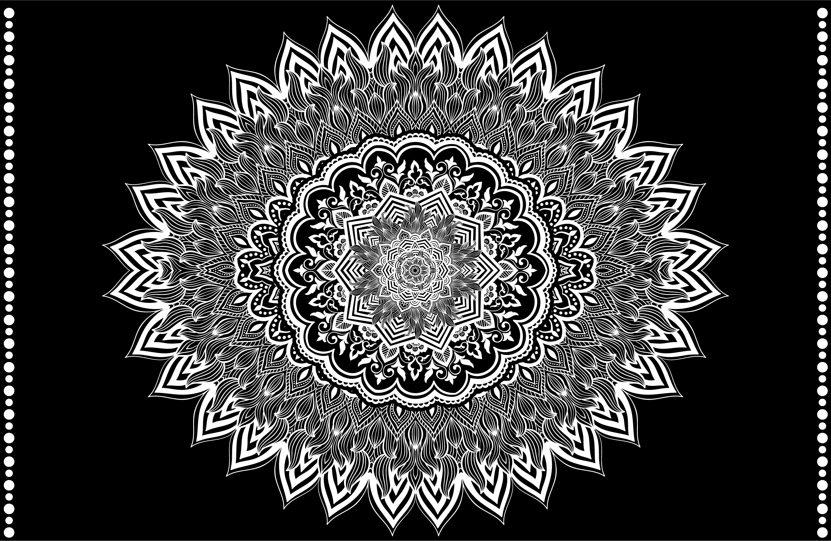 Tapete vinílico preto desenho de mandala floral - TenStickers
