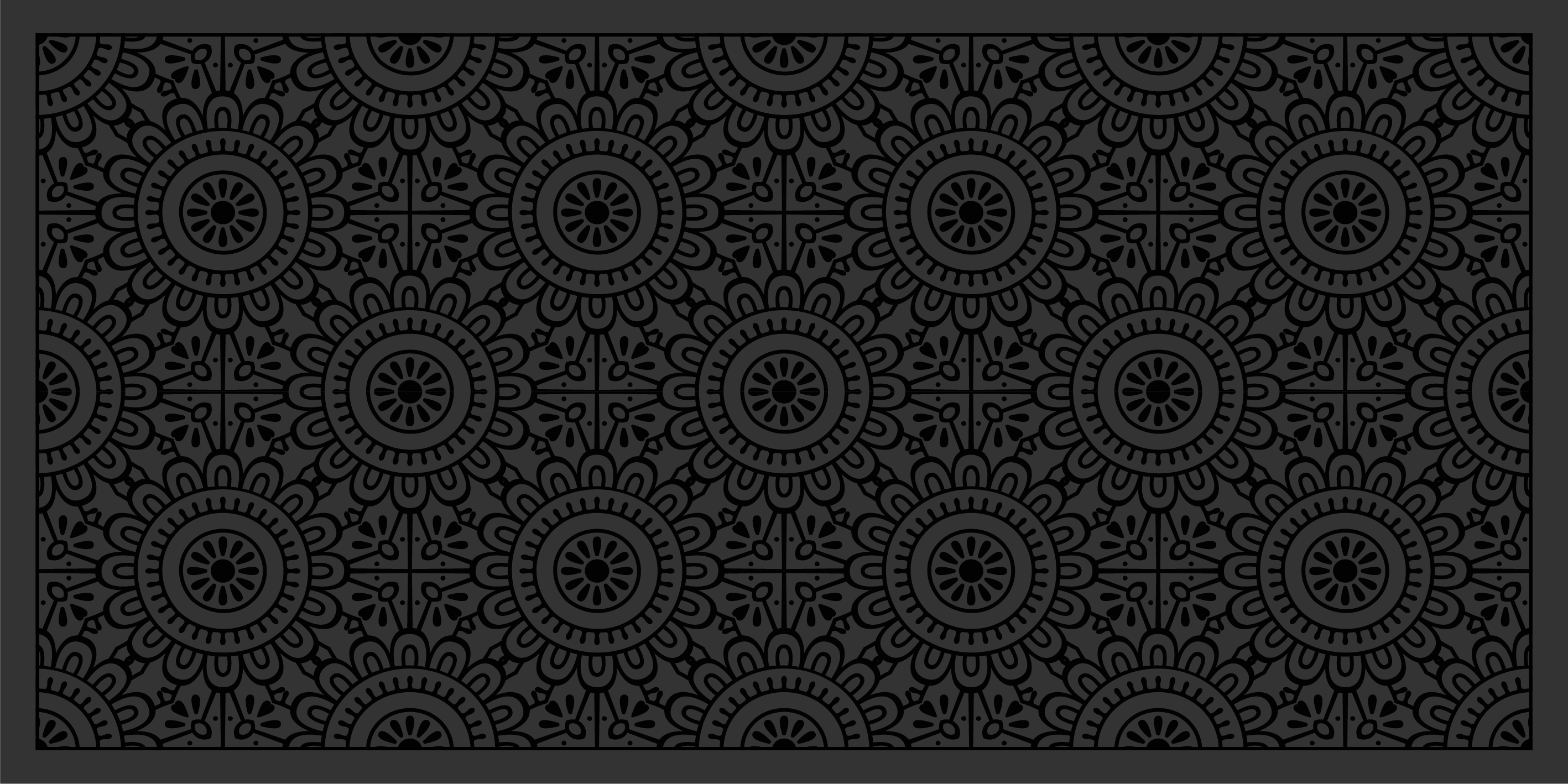 Tapete vinílico preto flores de mandala - TenStickers