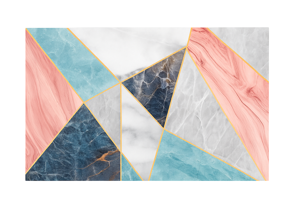 Tapete de vinil mármore desenho geométrico colorido - TenStickers