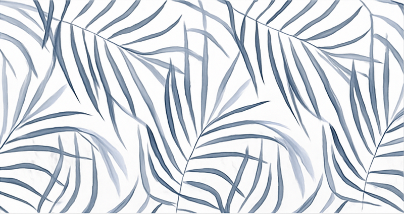 Tapete vinílico azul design de folhas finas - TenStickers