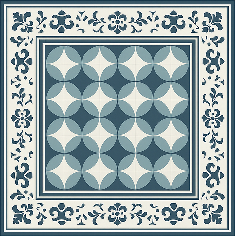 Tapete vinílico azulejos motivo azul e branco - TenStickers