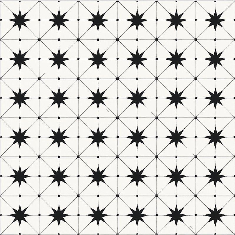 Tapete vinílico para sala de jantar padrão de estrela encáustica - TenStickers