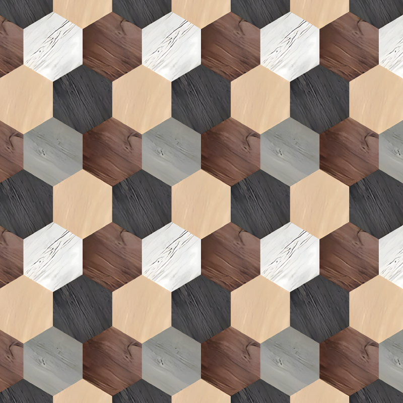 Tapete vinílico cozinha hexágonos de madeira mista - TenStickers