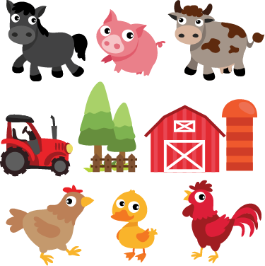 Tapete vinílico de animais fazenda colorida - TenStickers
