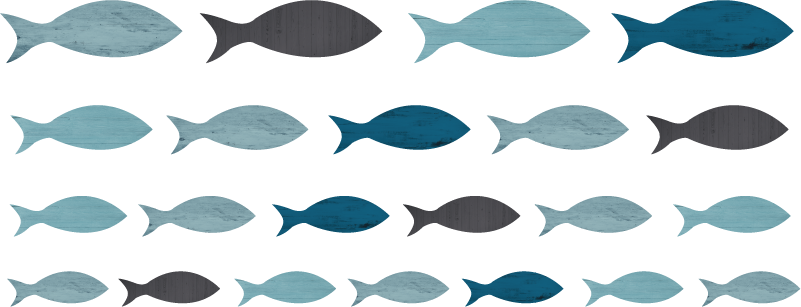 Tapete vinílico de animais silhuetas de peixes azuis - TenStickers