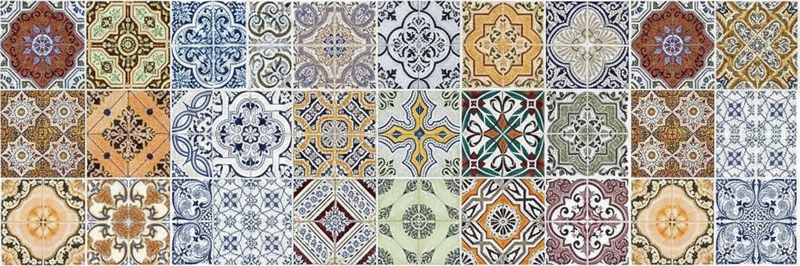 Tapete vinílico cozinha patchwork mediterrâneo eclético - TenStickers