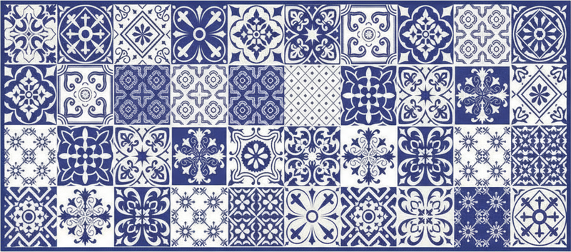 Tapete vinílico cozinha colagem de porcelana cobalto - TenStickers