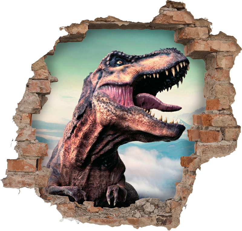 Tapete vinílico de animais t-rex 3d realista - TenStickers