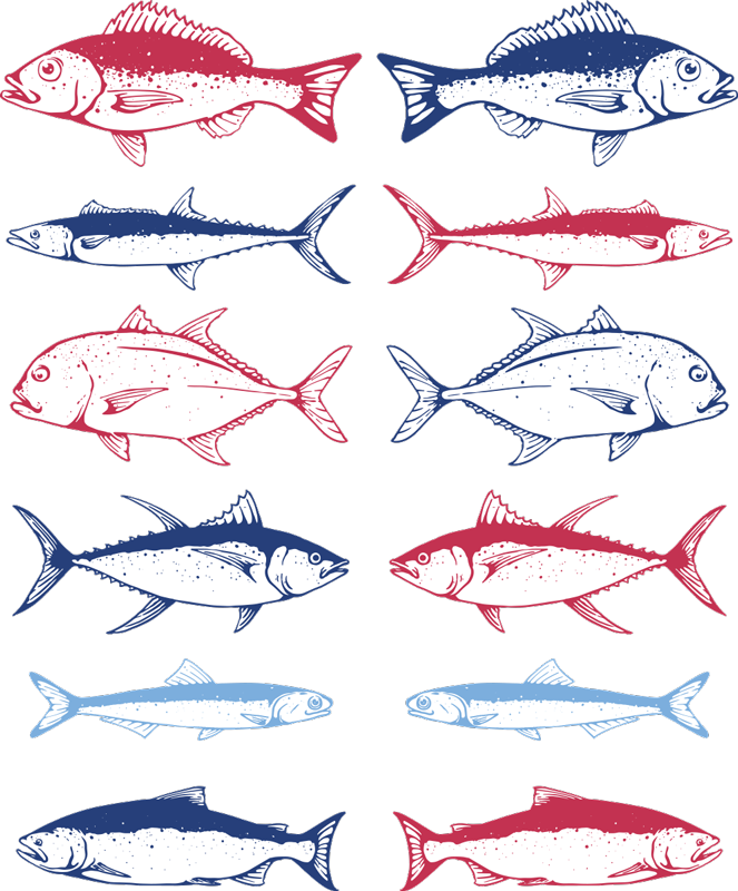 Tapete vinílico de animais com desenho de peixes - TenStickers