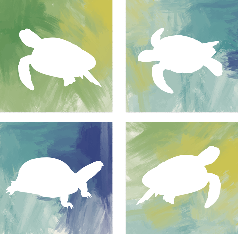 Tapete vinílico de animais azulejo de tartarugas coloridas - TenStickers