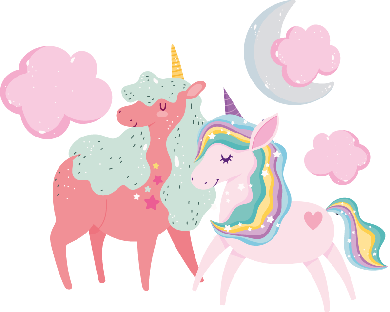 Tapete vinílico de animais pequeno unicórnio com égua - TenStickers