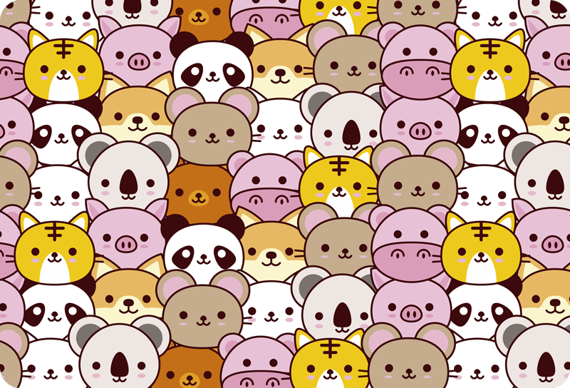 Tapete vinílico de animais fofinhos - TenStickers