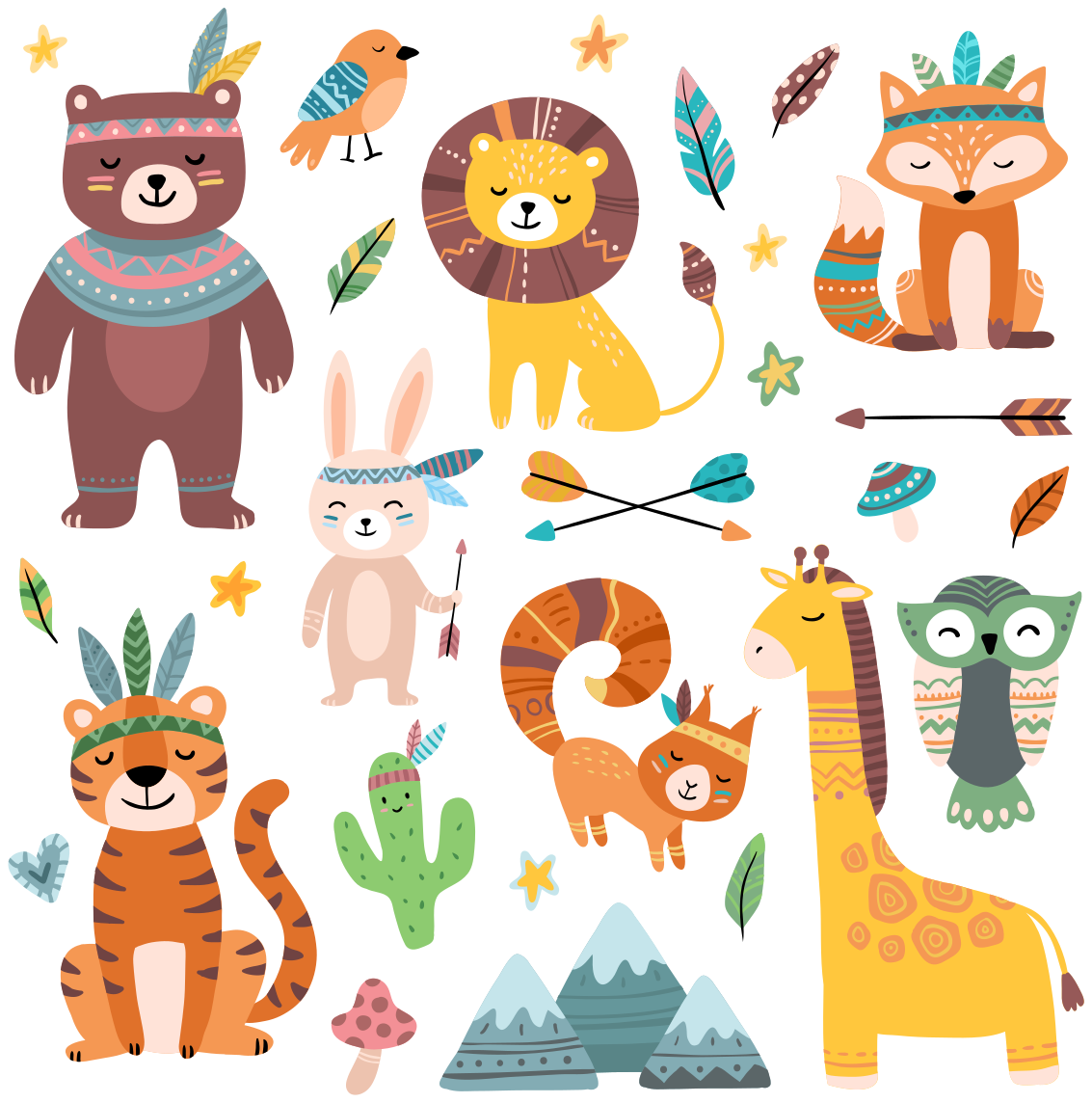 Tapete vinílico de animais filhotes selvagens - TenStickers