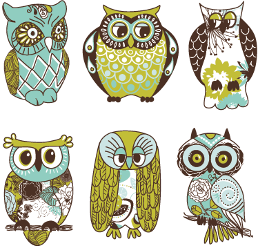 Tapete vinílico de animais seis corujas - TenStickers