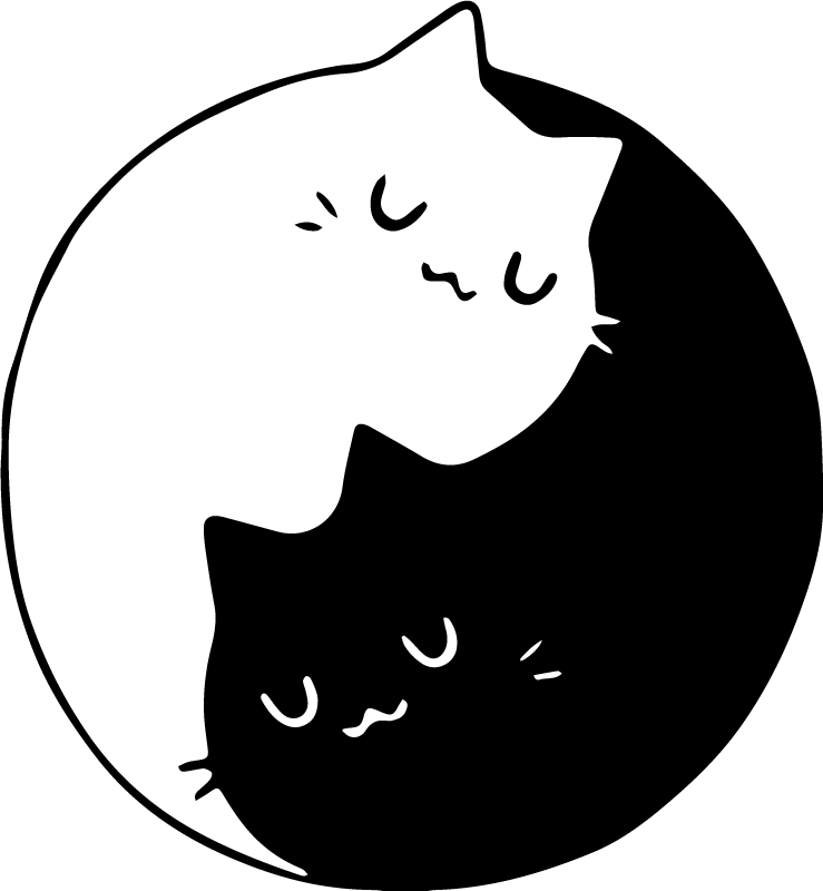 Tapete vinílico de animais gatos yin yang - TenStickers
