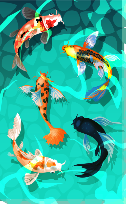 Tapete vinílico de animais chuveiro de koi - TenStickers