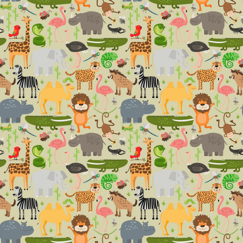 Tapete vinílico de animais com design de animais da selva - TenStickers
