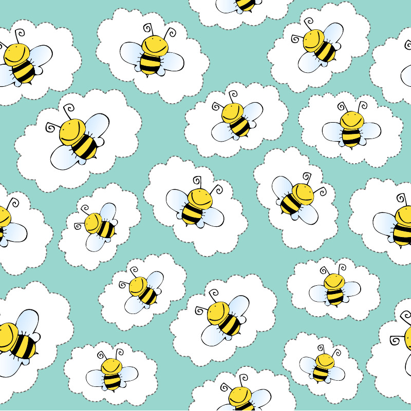 Tapete vinílico de animais árvores brancas e abelhas - TenStickers