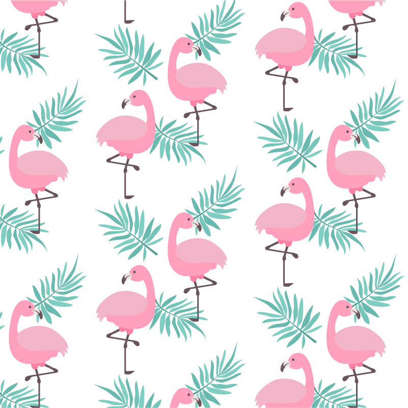 Tapete vinílico de animais com padrão de flamingo tropical - TenStickers