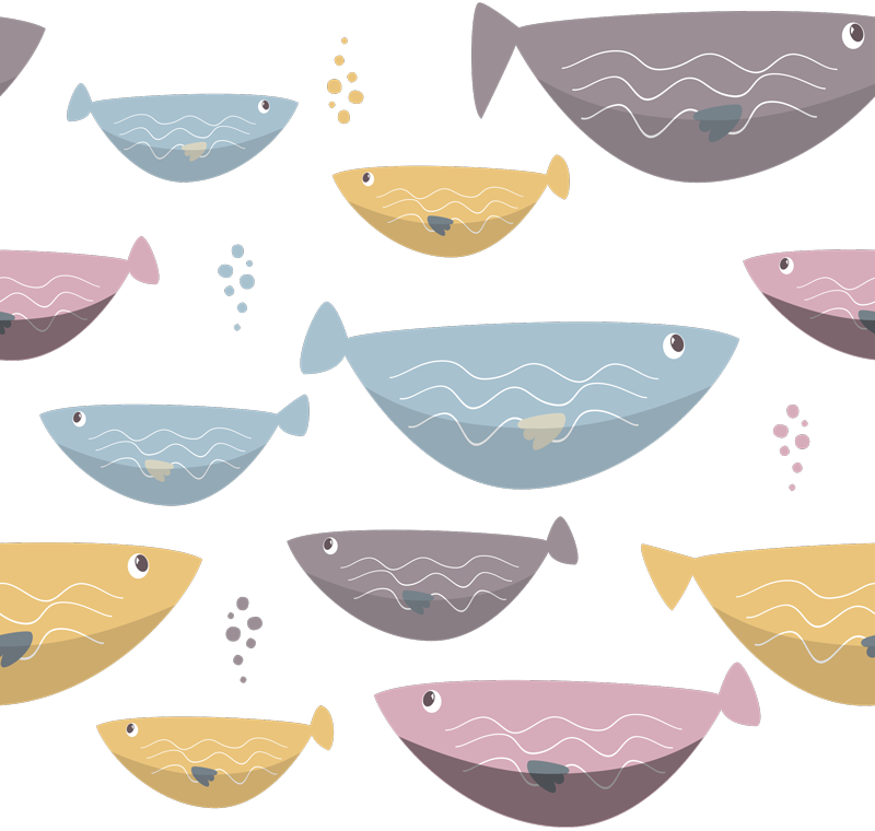 Tapete vinílico de animais peixes coloridos para crianças - TenStickers