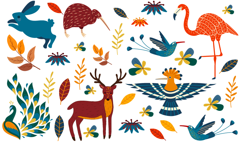 Tapete vinílico de animais estilo tengango - TenStickers