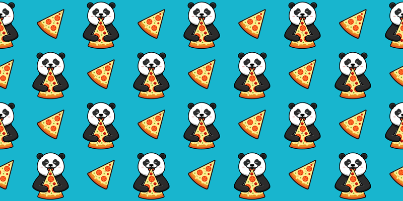 Tapete vinílico de animais panda comendo pizza - TenStickers