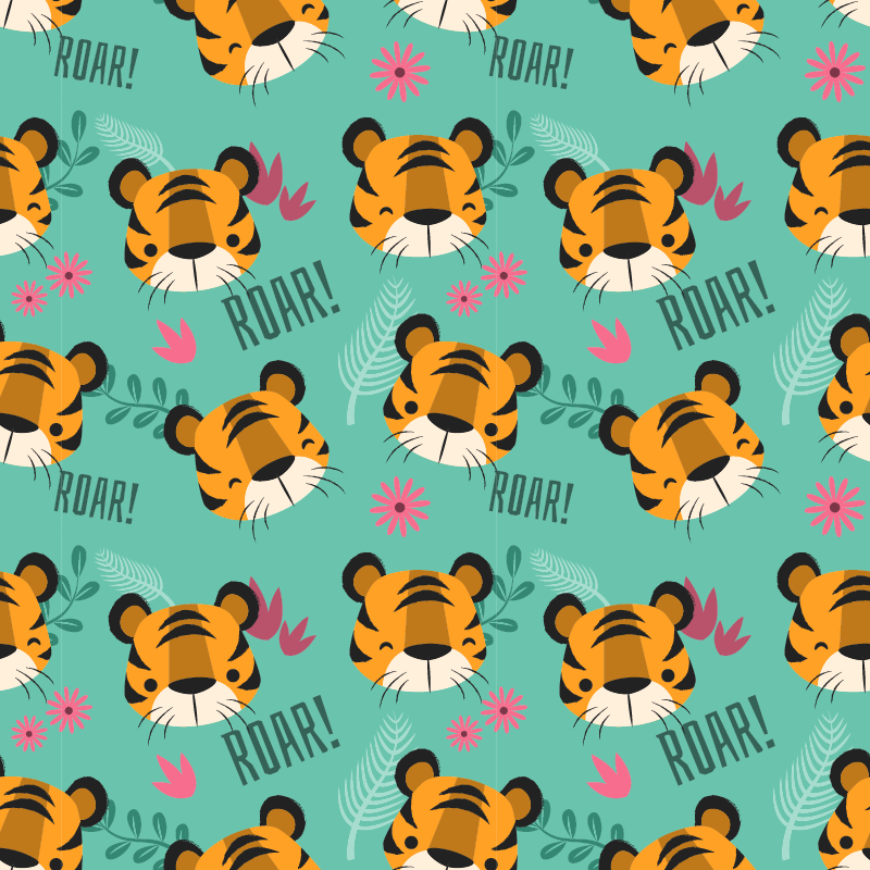 Tapete vinílico de animais filhotes de tigre rugindo - TenStickers