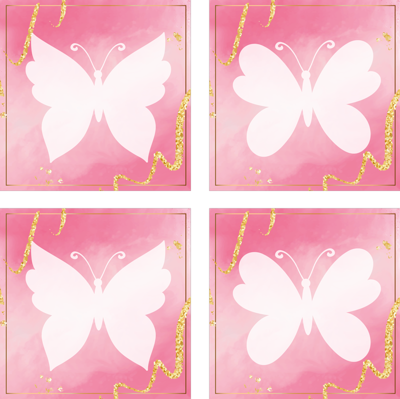Tapete vinílico de animais com azulejos de borboletas rosas - TenStickers