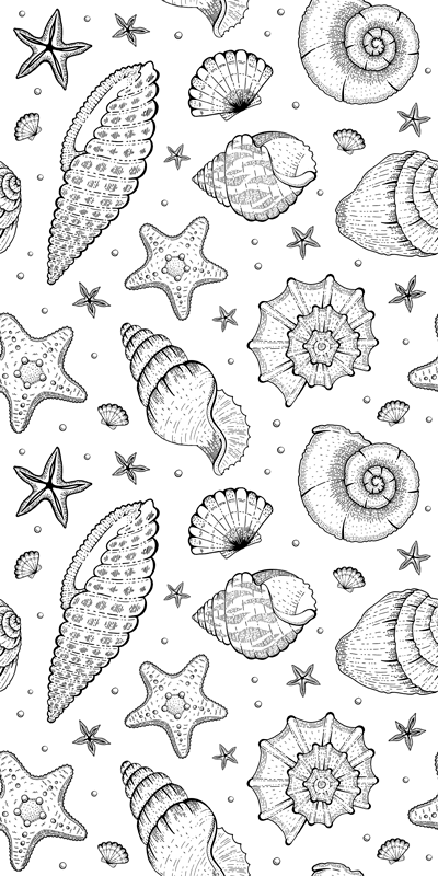 Tapete vinílico de animais vida marinha e conchas - TenStickers