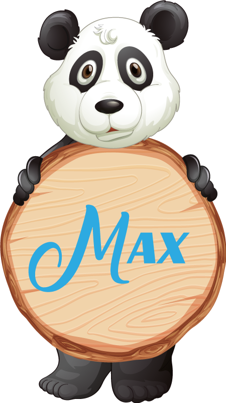 Tapete vinílico de animais panda com nome - TenStickers