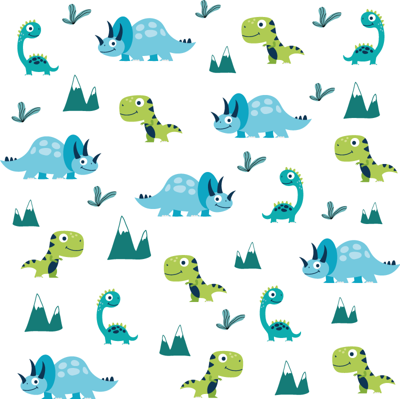 Tapete vinílico de animais conjunto montanha dinossauros - TenStickers