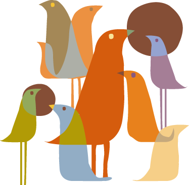 Tapete vinílico de animais estilo minimalista aves - TenStickers