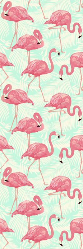 Tapete vinílico de animais flamingos desenhados - TenStickers