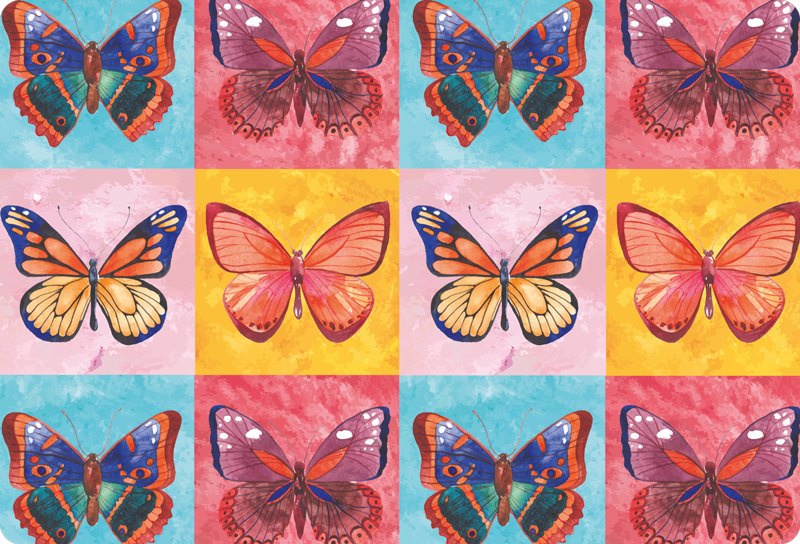 Tapete vinílico de animais borboletas multicoloridas - TenStickers