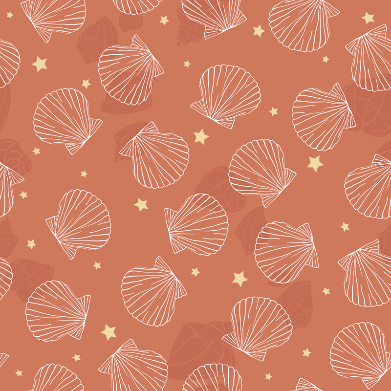 Tapete vinílico de animais conchas e estrelas - TenStickers