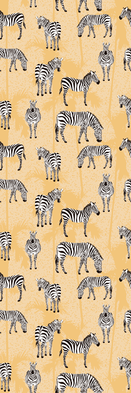 Tapete vinílico de animais zebra e palmeiras - TenStickers